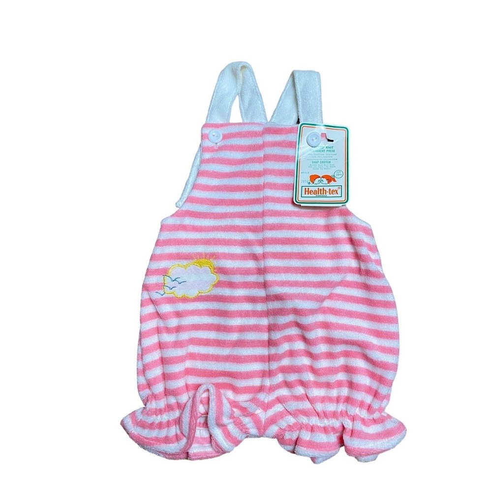 Vintage Kids Health-tex Terry Cloth Sun & Cloud Pink Bubble Romper 18 mo Toddler